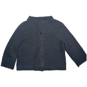 TSE‎ Structured Knit Cardigan Jacket Crinkle Textured Cotton XL Black Minimalist
